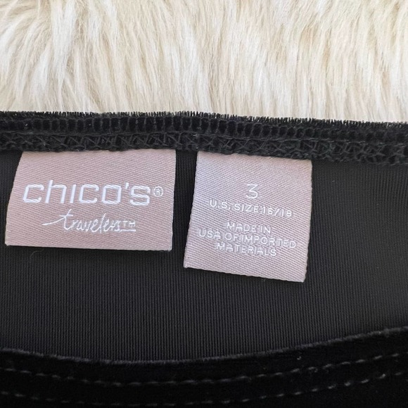 Chico's Black Velvet Top with Lace Trim Size 3 (US 16/18) - Picture 7 of 15